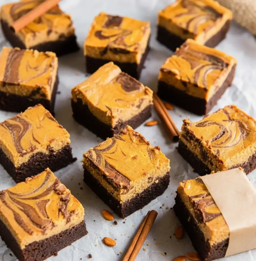 pumpkin cream swirl brownies