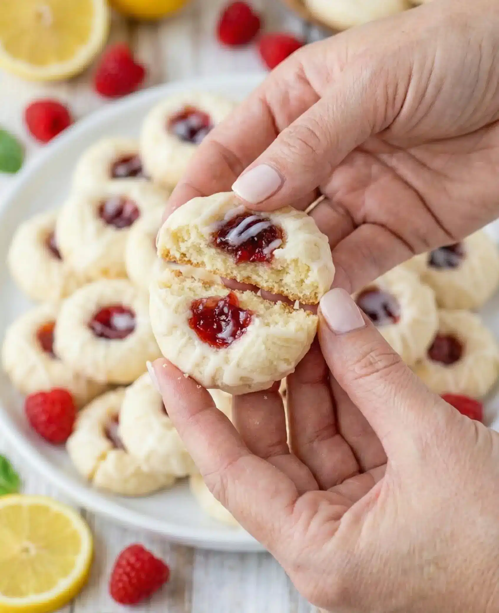 Lemon Raspberry Thumbprint Cookies