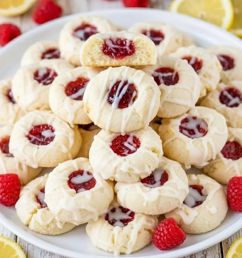 Lemon Raspberry Thumbprint Cookies