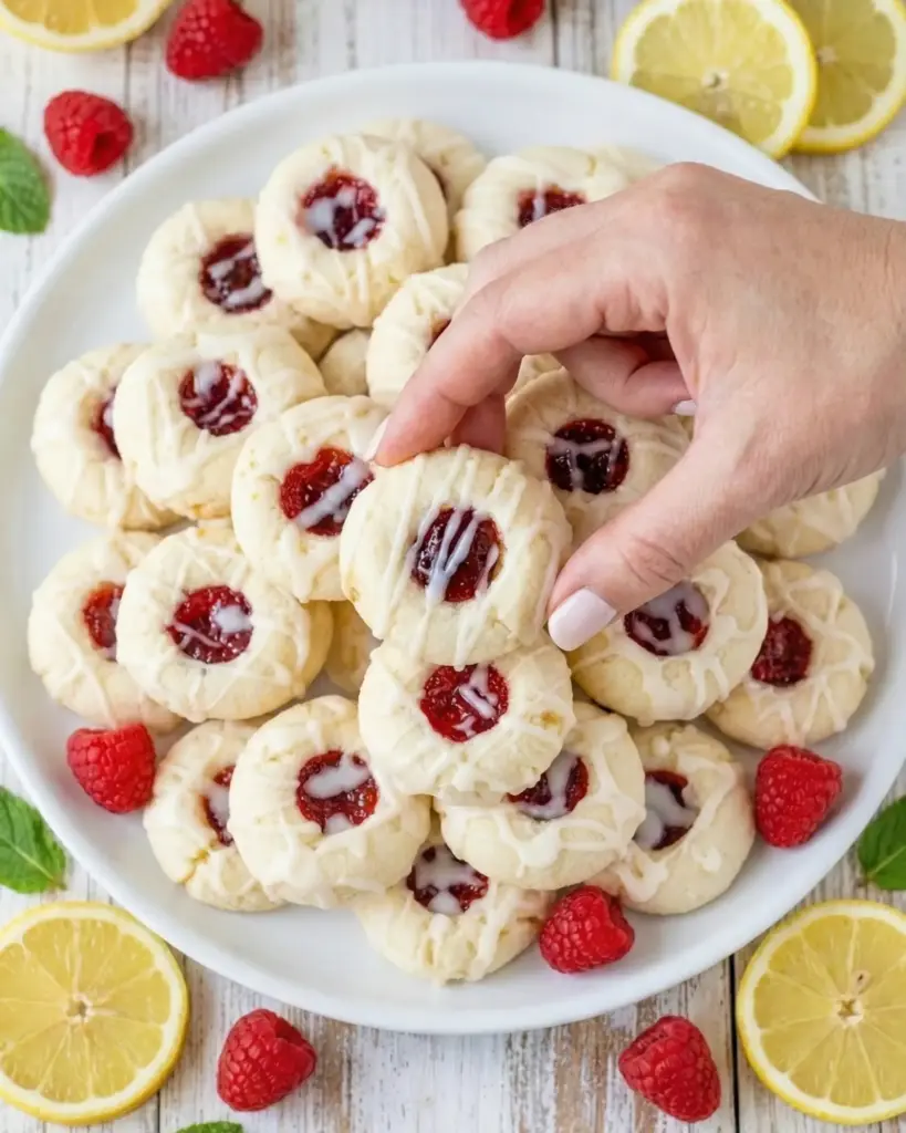 Lemon Raspberry Thumbprint Cookies